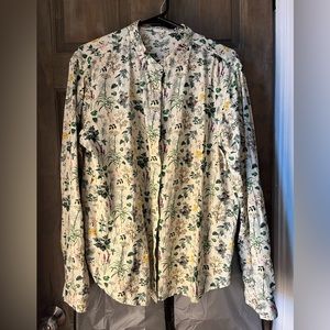 Svaha Ruth Summer Herbs Button Down collarless shirt, work